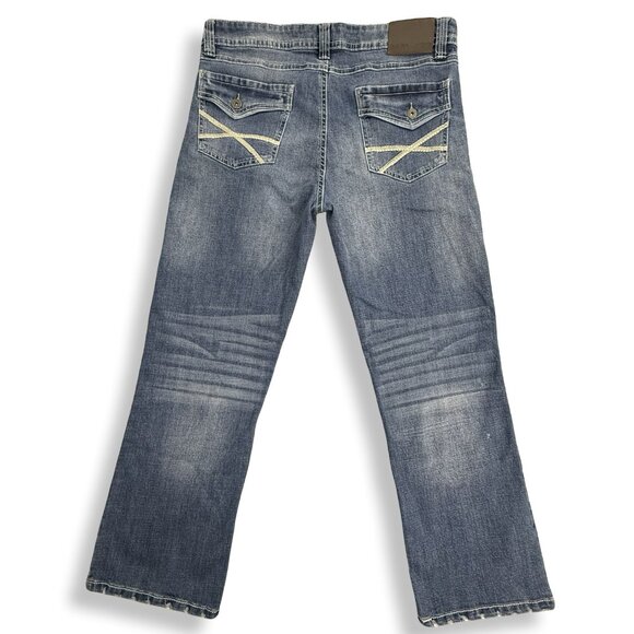 TK Axel Jeans Y2K Mens 38 Straight Distressed Streetwear Embroidered Denim 40x30 - Picture 1 of 13